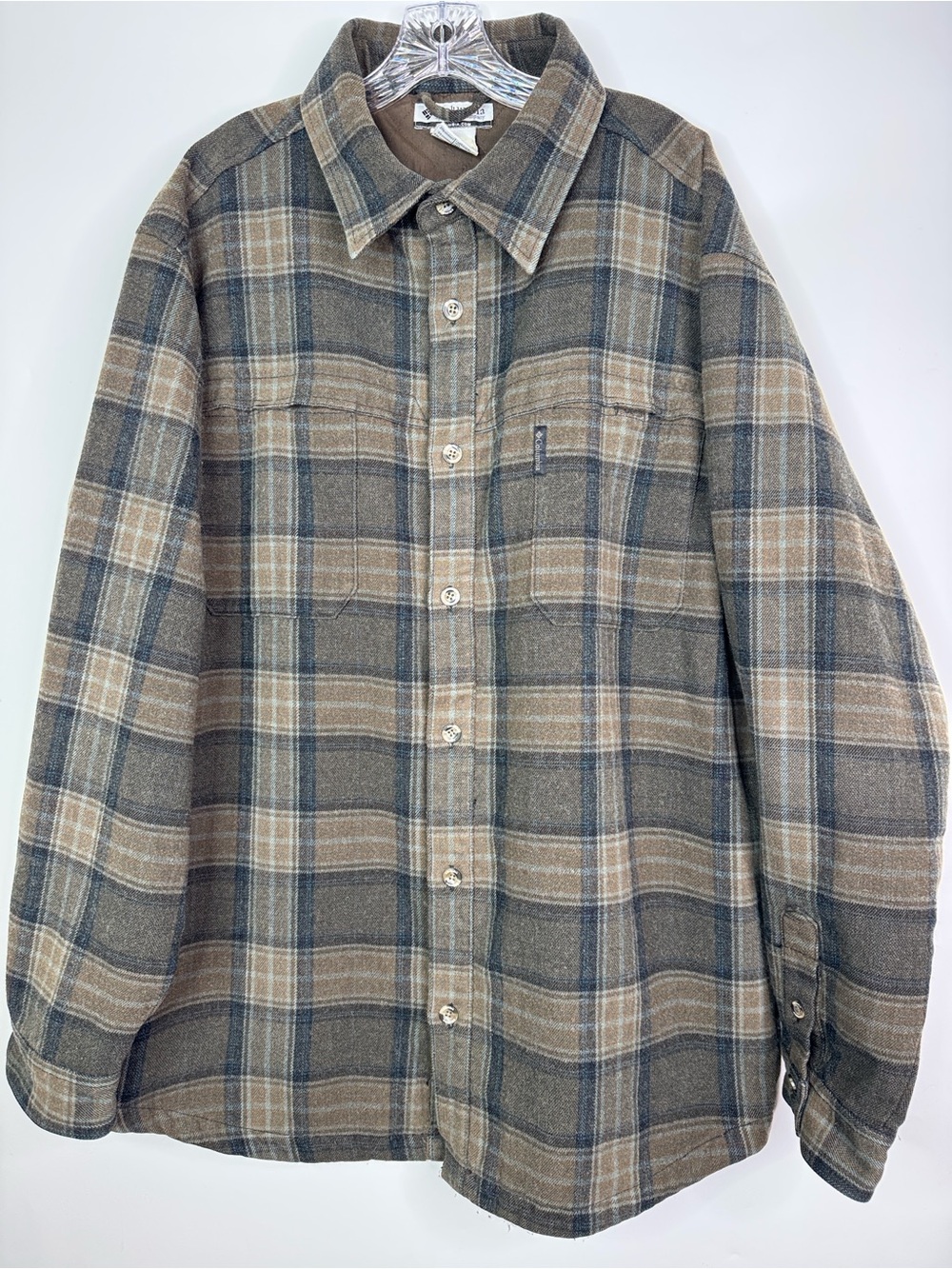 Columbia AM7994 Brown Acrylic Wool Button Up Heavy Shirt Jacket XXL